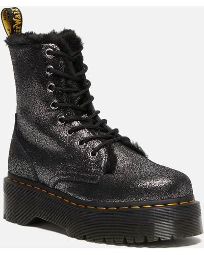 Dr. Martens Jadon Distressed Metallic Leather Boots - Black