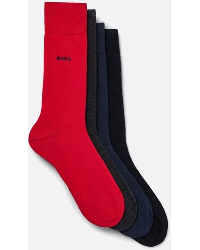 BOSS by HUGO BOSS 4 Pack Jacuard Cotton-blend Socks Gift Set - Red