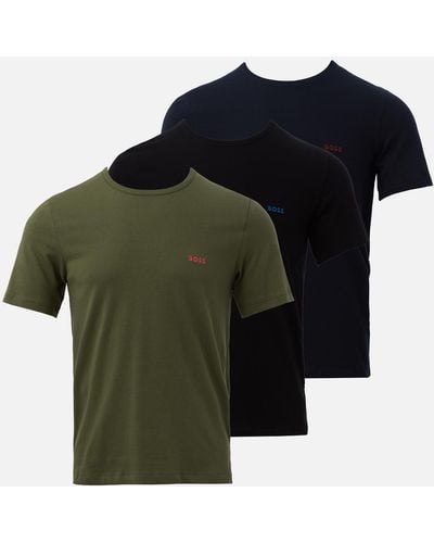 BOSS Cotton-jersey 3-pack T-shirts - Green