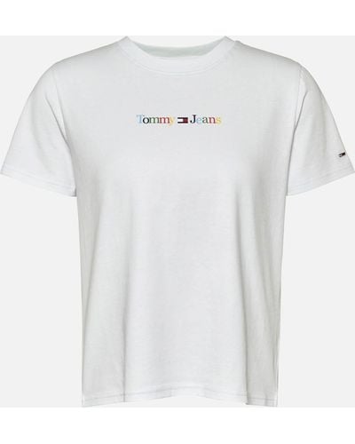 Tommy Hilfiger Serif Linear Cotton-jersey T-shirt - White