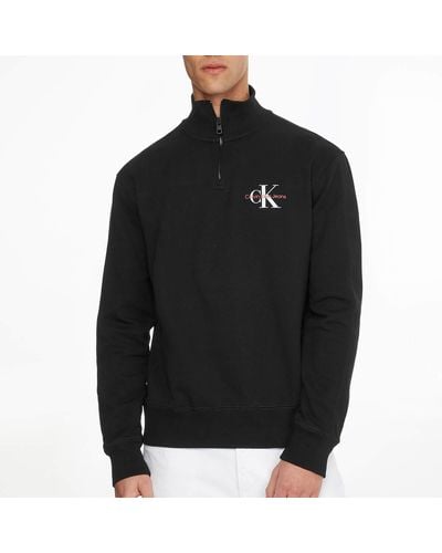 Calvin Klein Monogram Logo 1/4 Sweatshirt - Black