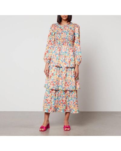 Never Fully Dressed Lisa Shirred Jersey Maxi Dress - Multicolor