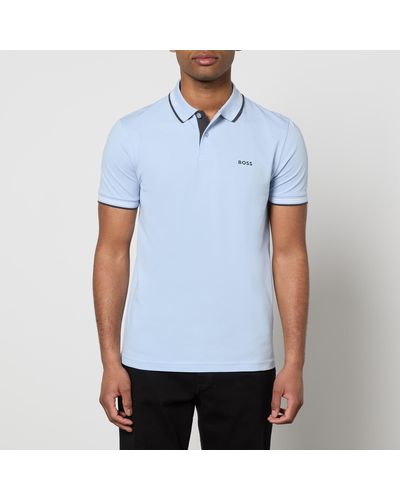 BOSS Paul Stretch-cotton Piqué Polo Shirt - Blue