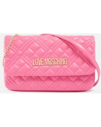 Love Moschino Borsa Quilted Faux Leather Crossbody Bag - Pink