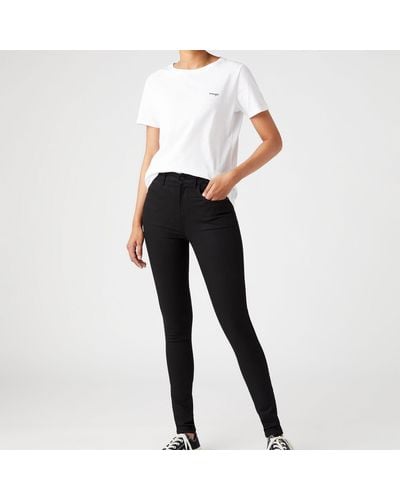 Wrangler High-rise Skinny Denim-blend Jeans - Black