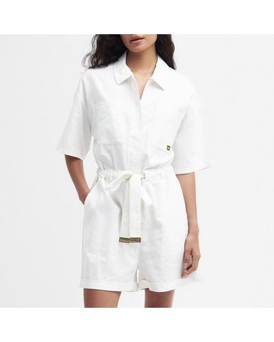 Barbour Rosell Linen And Cotton-blend Playsuit - White