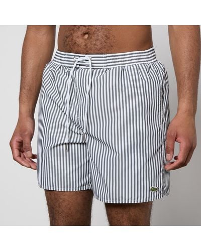 Lacoste Striped Shell Swimming Trunks - Blue