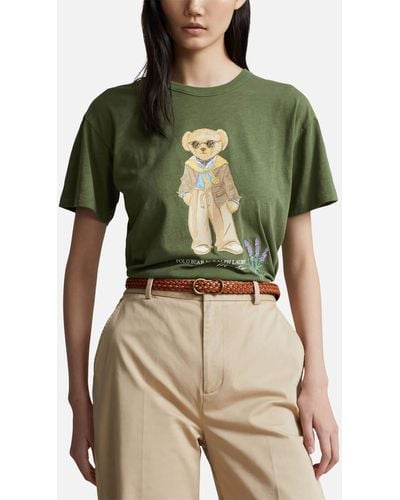 Polo Ralph Lauren Brand-print Slim-fit Cotton-jersey T-shirt - Green