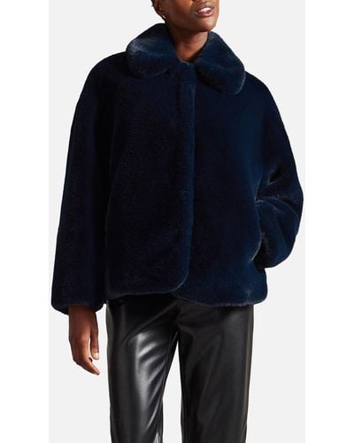 Ted Baker Liliam Statement Collar Faux Fur Coat - Blue