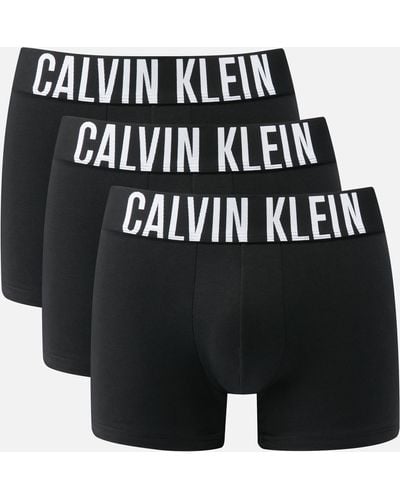 Calvin Klein Three-pack Intense Power Cotton-blend Trunks - Black