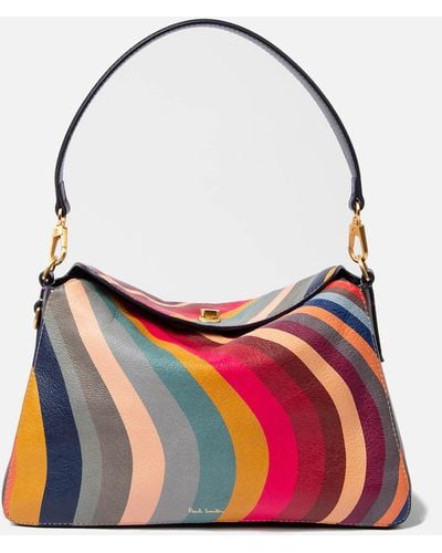 Paul Smith Swirl Printed Leather Shoulder Bag - Red