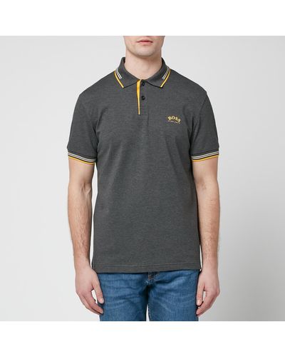 BOSS Paul Curved Polo Shirt - Gray