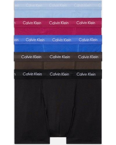 Calvin Klein Stretch Cotton-blend 5-pack Trunks - Blue