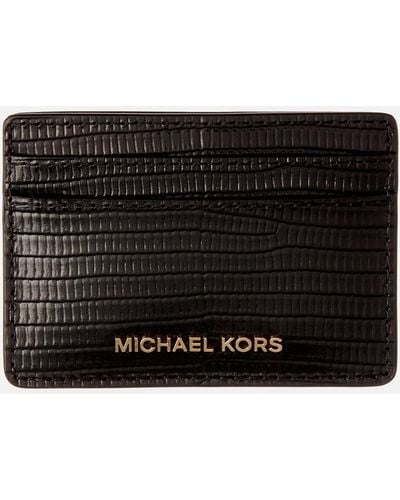 MICHAEL Michael Kors Jet Set Lizard-Effect Leather Cardholder - Schwarz