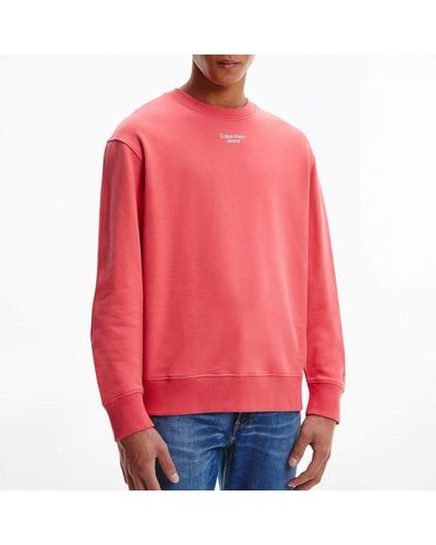 Calvin Klein Logo-printed Cotton Sweatshirt - Red