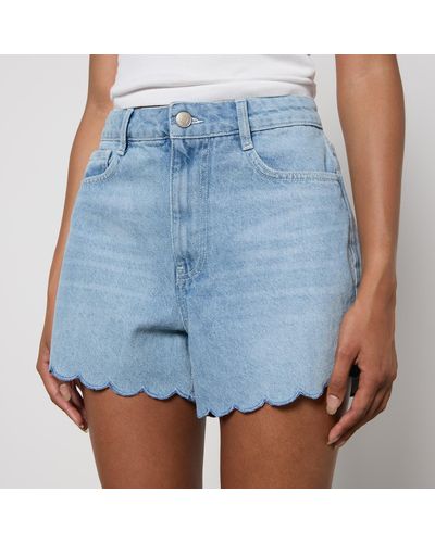 Nobody's Child Scalloped Denim Shorts - Blue