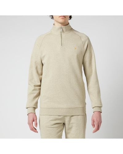 Farah Jim Half Zip Sweatshirt - Natural