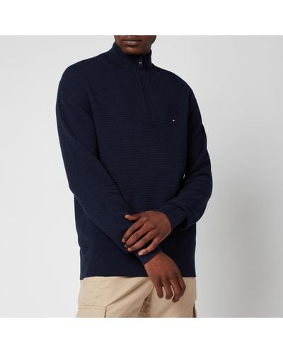 Tommy Hilfiger Structure Mock Neck Knitted Sweater - Blue