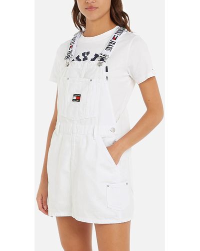 Tommy Hilfiger Recycled Denim Dungaree Dress - White
