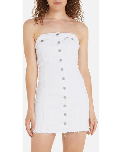 Tommy Hilfiger Strapless Denim Mini Dress - White