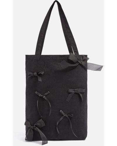 Sister Jane Butter Bow Cotton-twill Tote Bag - Black