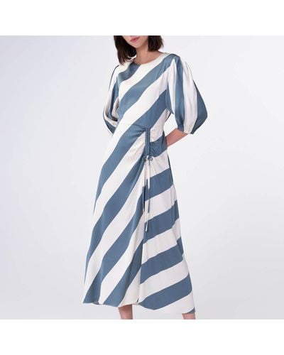 ALIGNE Getson Humbug Stripe Satin Midi Dress - Blue