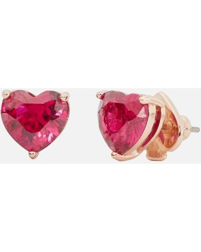 Kate Spade Kate Spade Heart Gold-Plated Cubic Zirconia Earrings - Pink