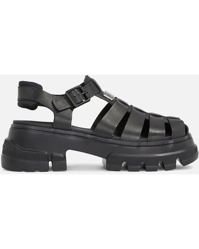 Tommy Hilfiger Leather Fisherman Sandals - Black