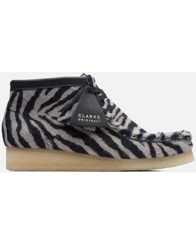 Clarks Wallabee Zebra Print Leather Boots - Schwarz