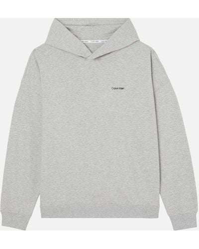 Calvin Klein Cotton-Blend Jersey Hoodie - Grau