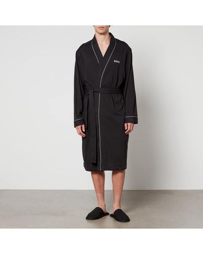 BOSS by HUGO BOSS Kimono Cotton-Jersey Dressing Gown - Schwarz