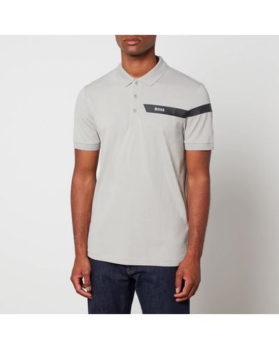BOSS Paule Cotton-Blend Piqué Polo Shirt - Weiß
