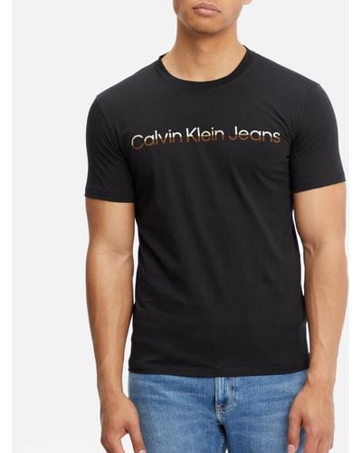Calvin Klein Mixed Institutional Cotton T-Shirt - Schwarz