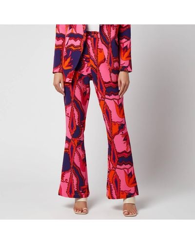Never Fully Dressed Pink Foxy Kick Flare Trousers - Red