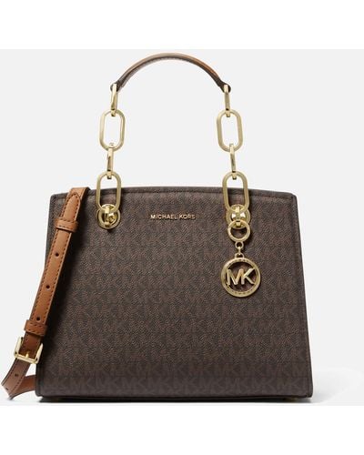 MICHAEL Michael Kors Mk Cynthia Small Signature Logo Satchel - Brown