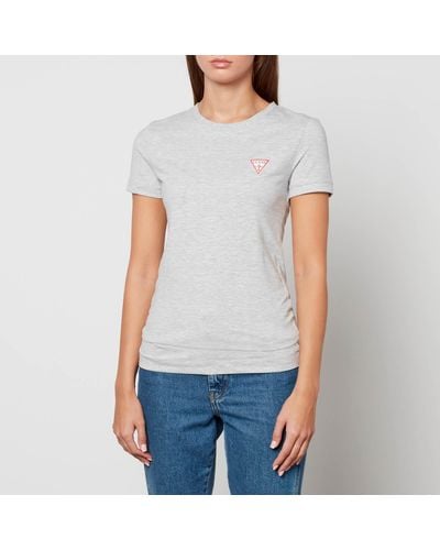 Guess Logo-detailed Cotton-blend Jersey T-shirt - Grey