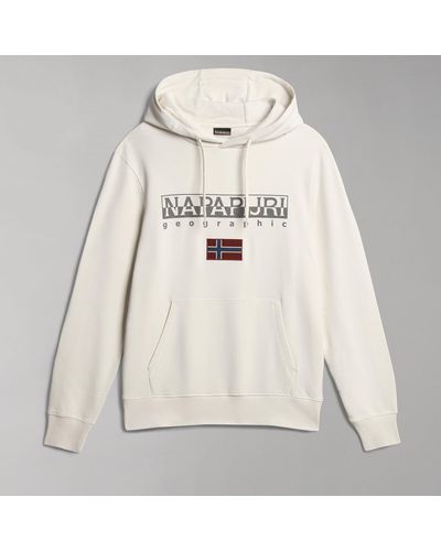 Napapijri Ayas Logo-printed Cotton-jersey Hoodie - Natural