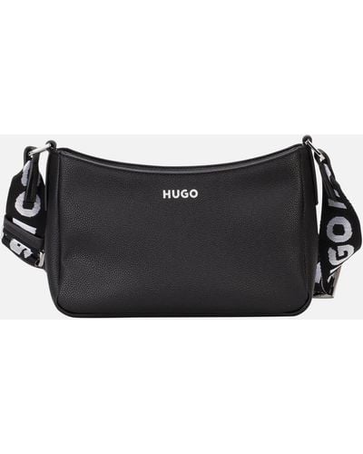 HUGO Bel Small Hobo Faux Leather Bag - Black