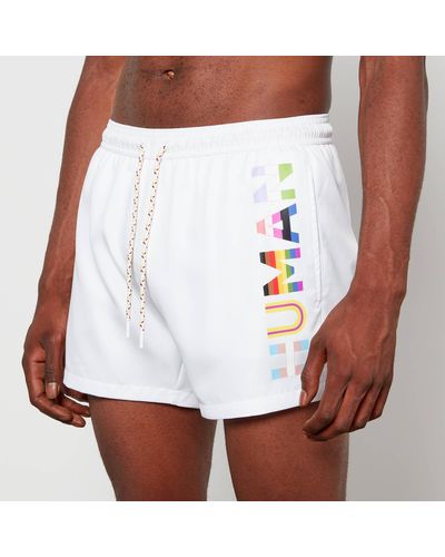 HUGO Bodywear Pride Praia Satin-twill Swim Shorts - White
