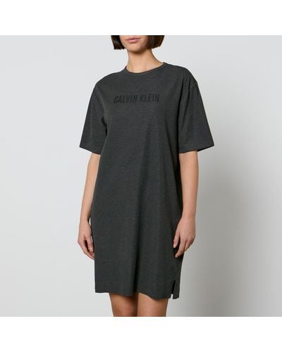 Calvin Klein Logo-print Cotton-blend Jersey Nightshirt - Black