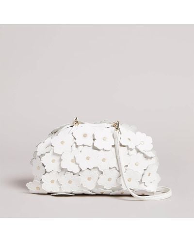 Ted Baker Floriah Floral-appliquéd Leather Clutch Bag - White