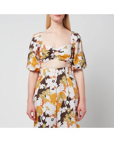 Faithfull The Brand, Jamais cropped tie-front floral-print linen top, NET-A-PORTER.COM