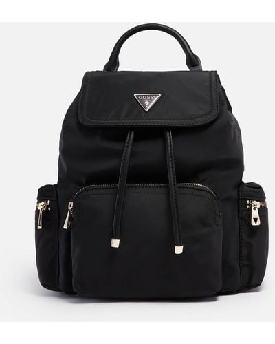 Guess King Men's Nylon Backpack In Black With Lion Metal Logo – 4feetshoes