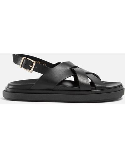 Alohas Trunca Leather Padded Sandals - Black