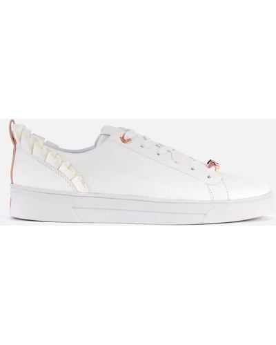 Ted Baker Astrina Leather Frill Low Top Sneakers - White