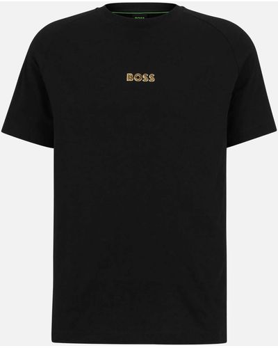BOSS - Monogram-filled logo T-shirt in interlock cotton