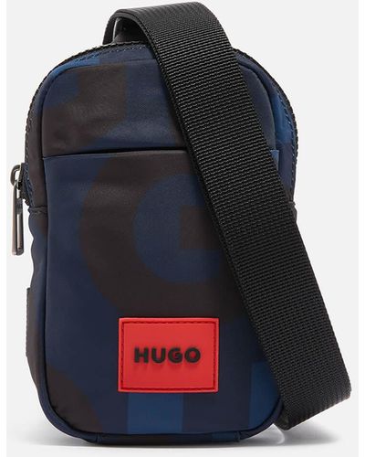 HUGO Ethon Monogrammed Shell Cross Body Bag - Blue