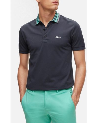 BOSS by HUGO BOSS Paule Cotton-blend Polo Shirt in Blue for Men | Lyst