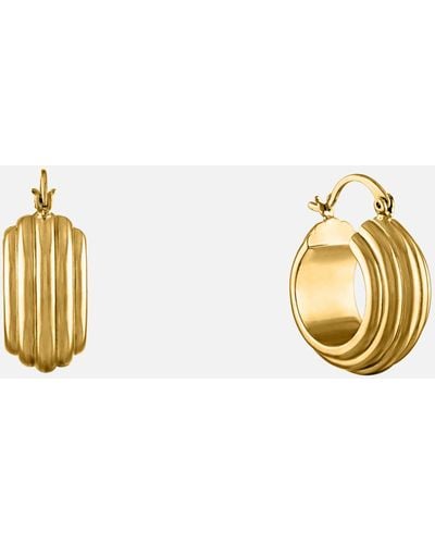 OMA THE LABEL The Mini Adler 18 Karat Gold-plated Striped Hoop Earrings - Metallic