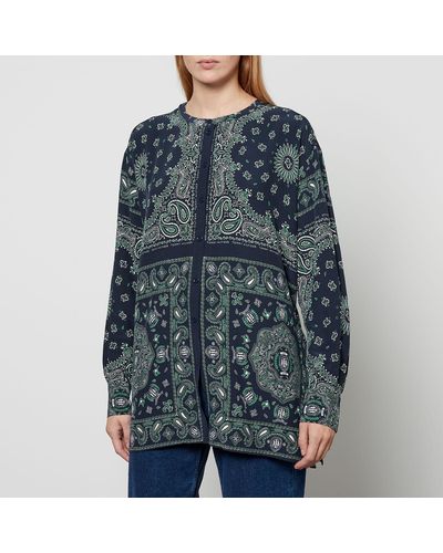 Tommy Hilfiger Bandana Relaxed Paisley Print Crepe Blouse - Blue